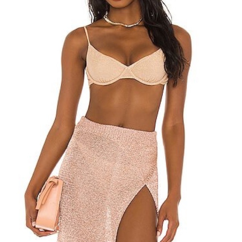 NWT Nookie Beach Shimmer Nude Demi Bikini Top